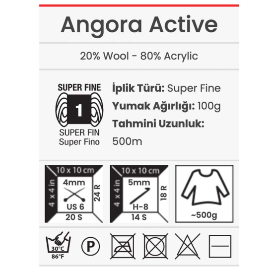 Yarnart Angora Active 840